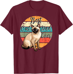 Best Cat Dad Ever Siamese Dad Siamese Cat Owner T-Shirt - T-Shirt | Maroon