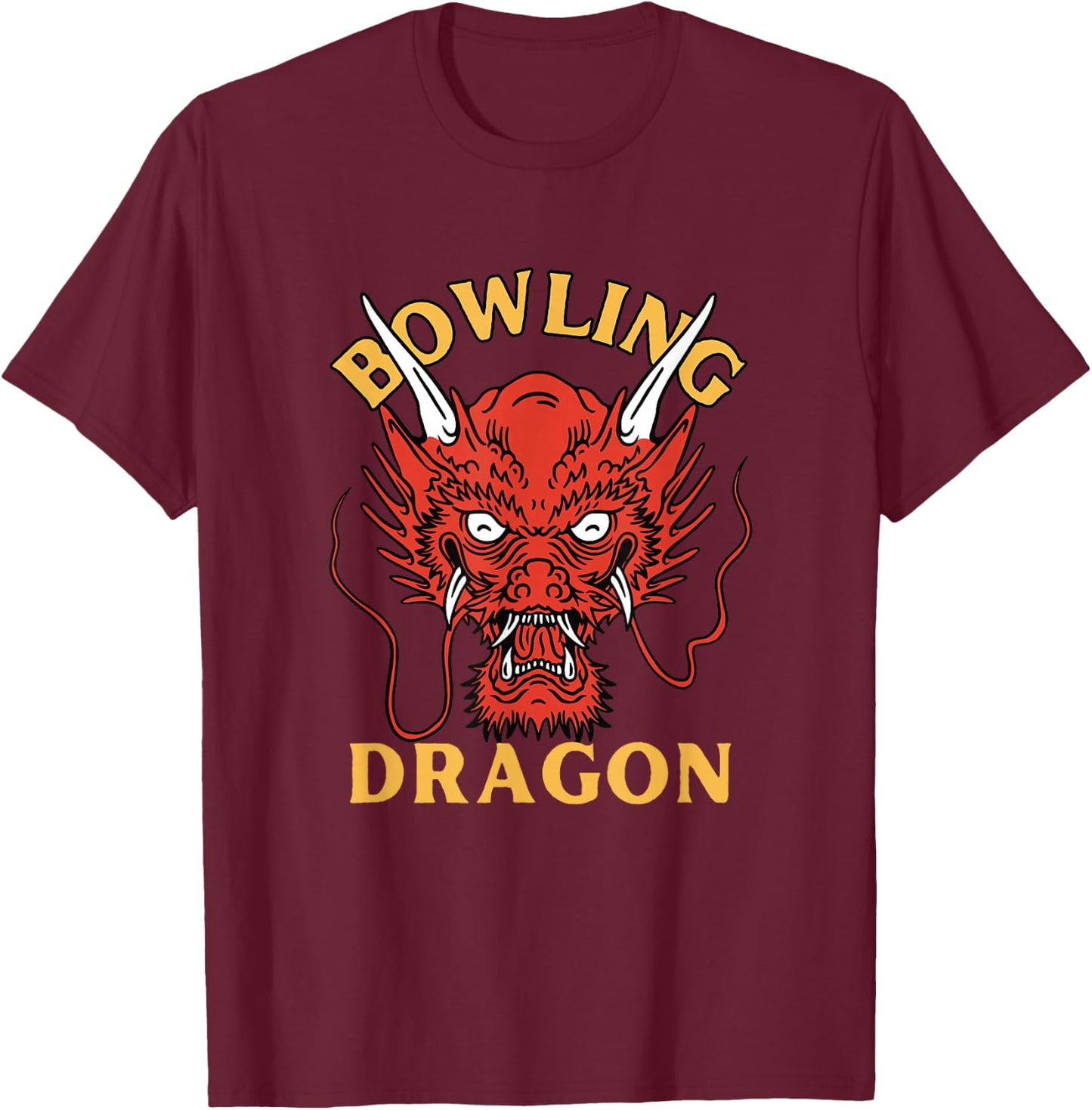 Bowling Dragon Strike Spare Alley Lanes T-Shirt - T-Shirt | Maroon