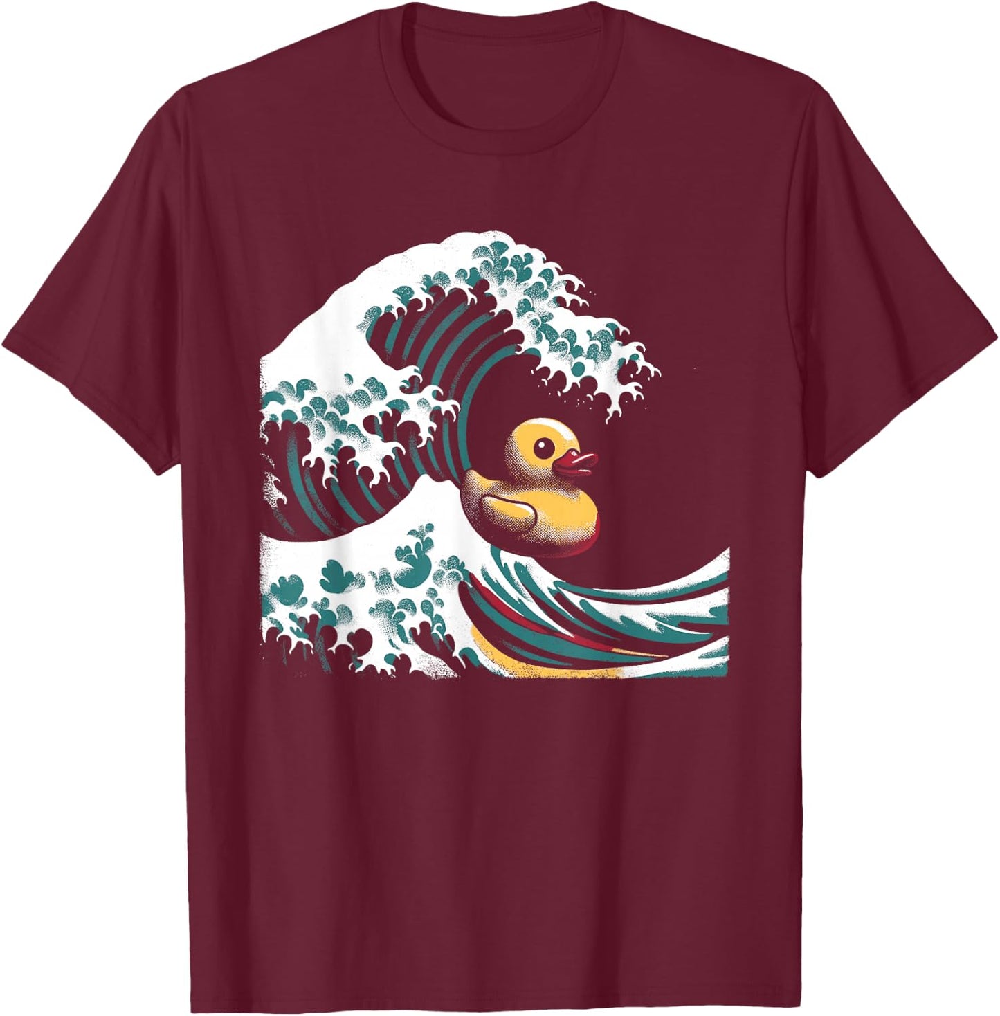 Rubber Duck Great Wave - Retro Kanagawa Wave Duck Lover T-Shirt - T-Shirt | Maroon