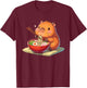 Cute Capybara Eats Ramen Noodles Capybaras Ramen , black T-Shirt - T-Shirt | Maroon