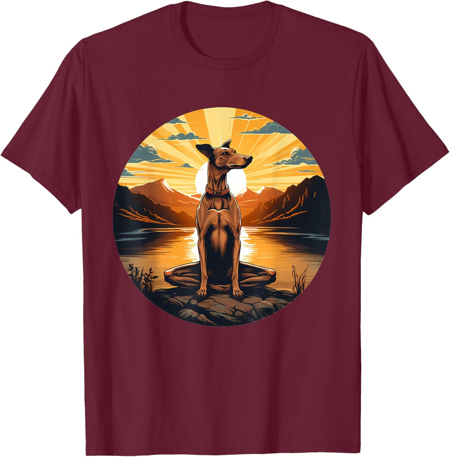 Greyhound Dog Meditation Yoga Men Women Girls Kids T-Shirt - T-Shirt | Maroon