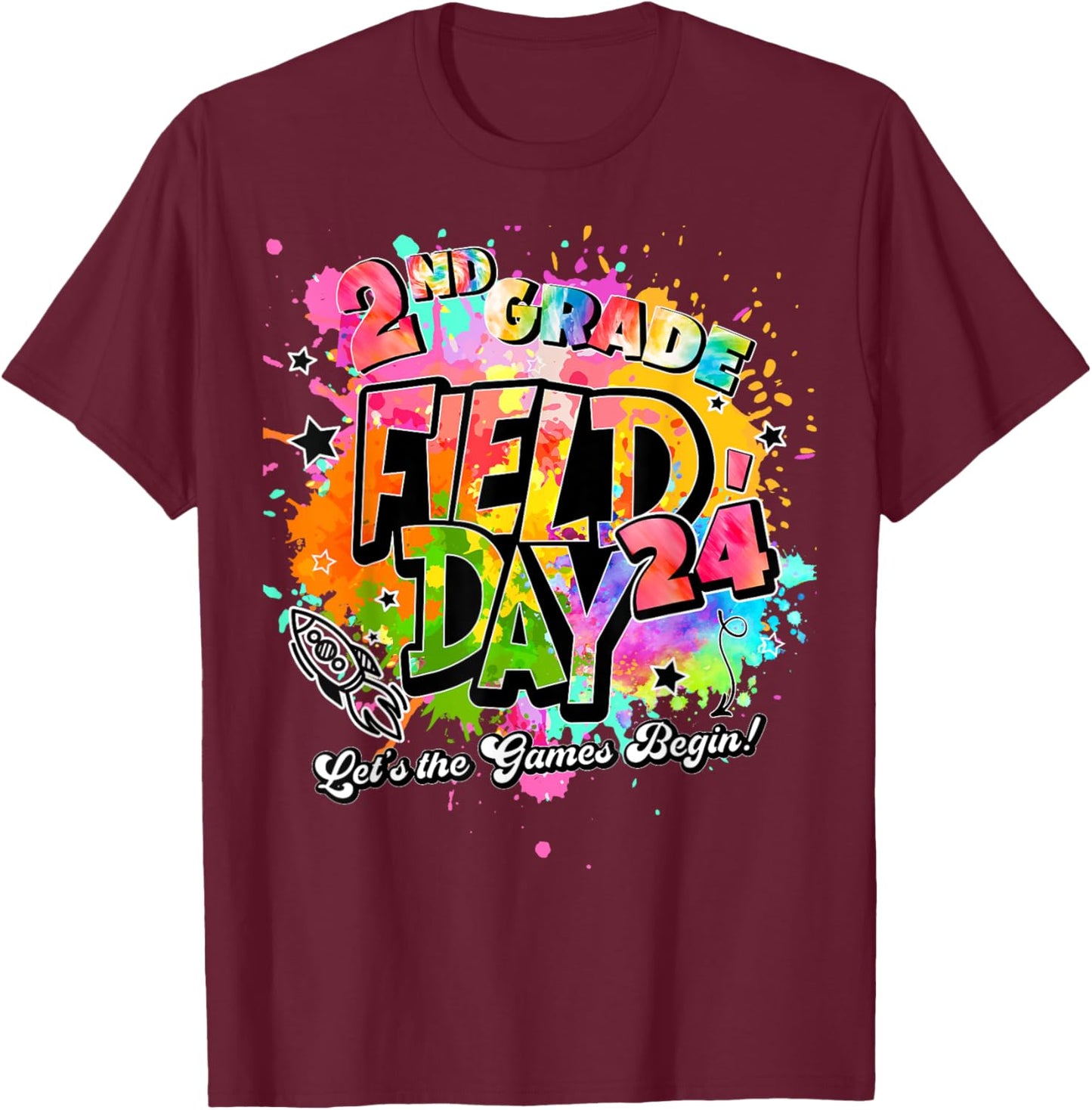 2nd Grade Field Day 2024 Let The Games Begin Kids Teachers T-Shirt - T-Shirt | Maroon