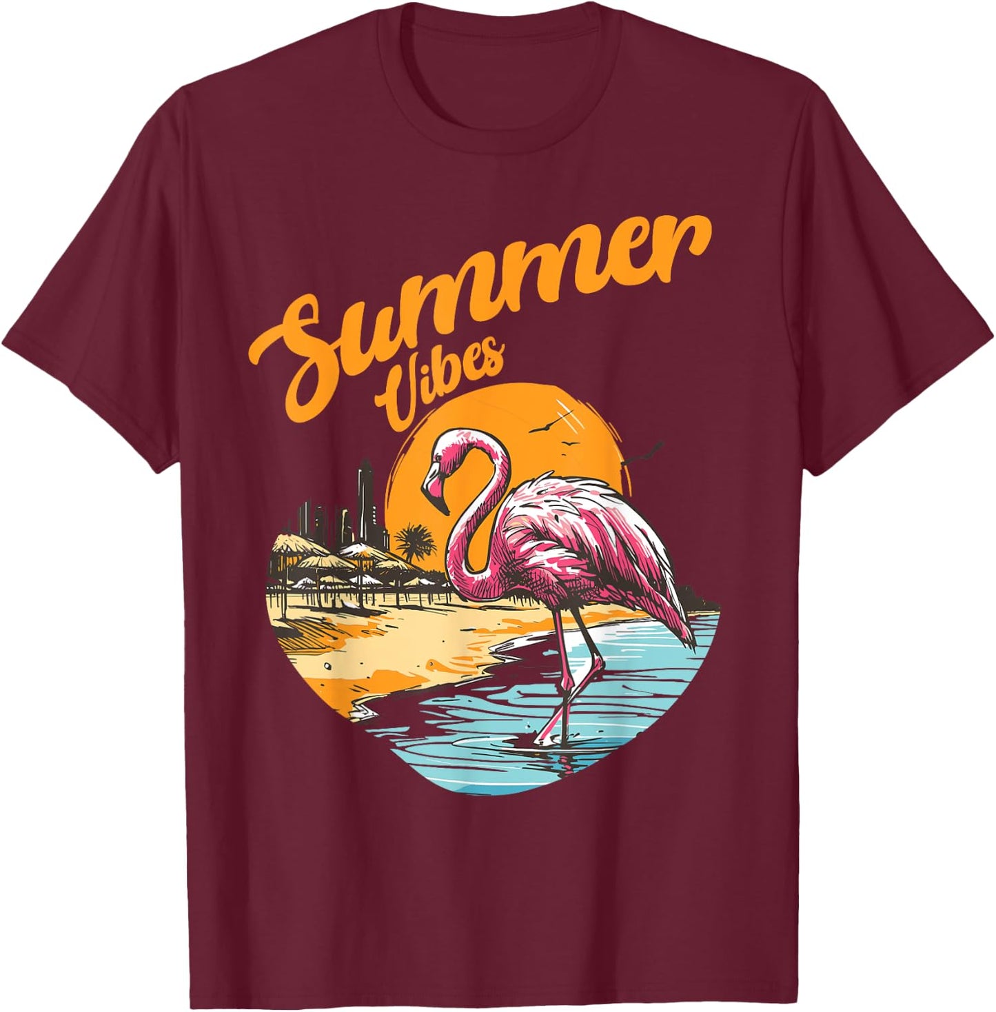 Summer Vibes Vintage Retro 70's Beach Vacation Cute Women's T-Shirt - T-Shirt | Maroon