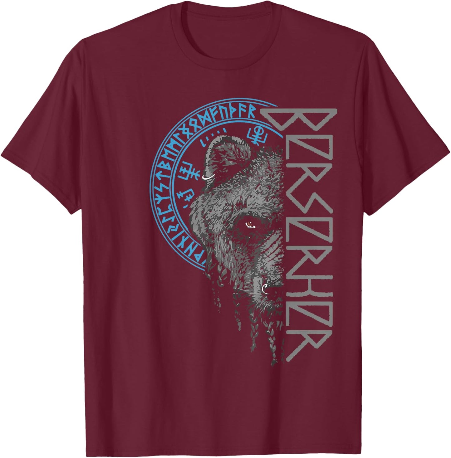 Berserker Bear Warrior Odin Runes Nordic Compass Viking , black T-Shirt - T-Shirt | Maroon