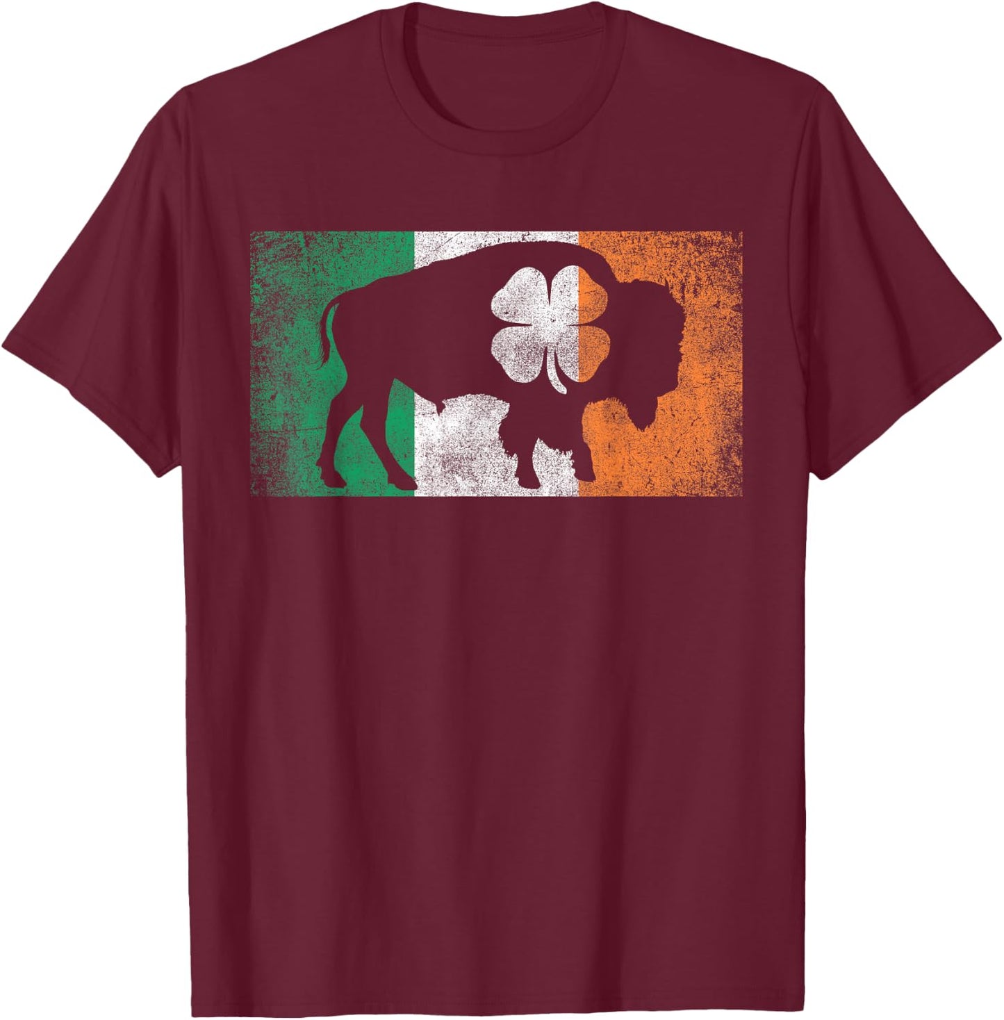 Buffalo - Shamrock St. Patrick's Day Irish Flag T-Shirt - T-Shirt | Maroon