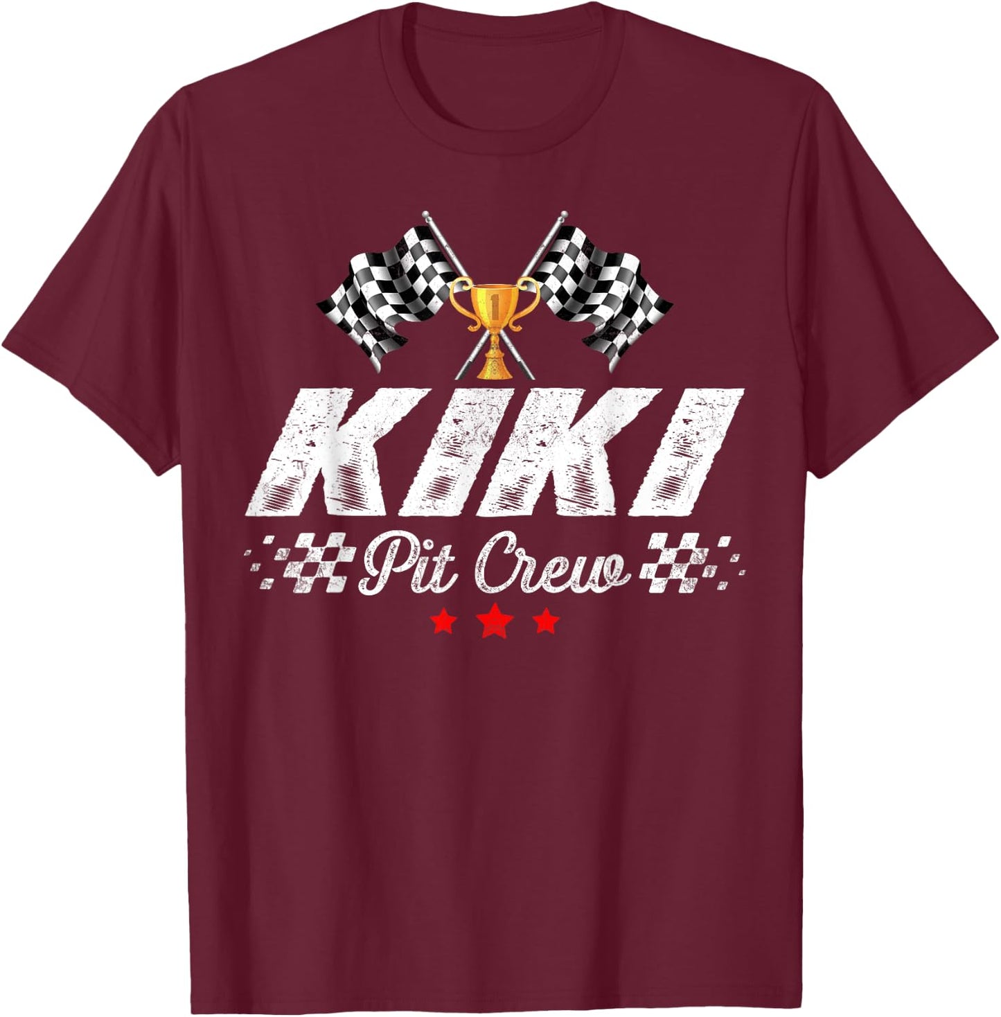 Kiki Pit Crew Race Car Racing Birthday Party Matching T-Shirt - T-Shirt | Maroon