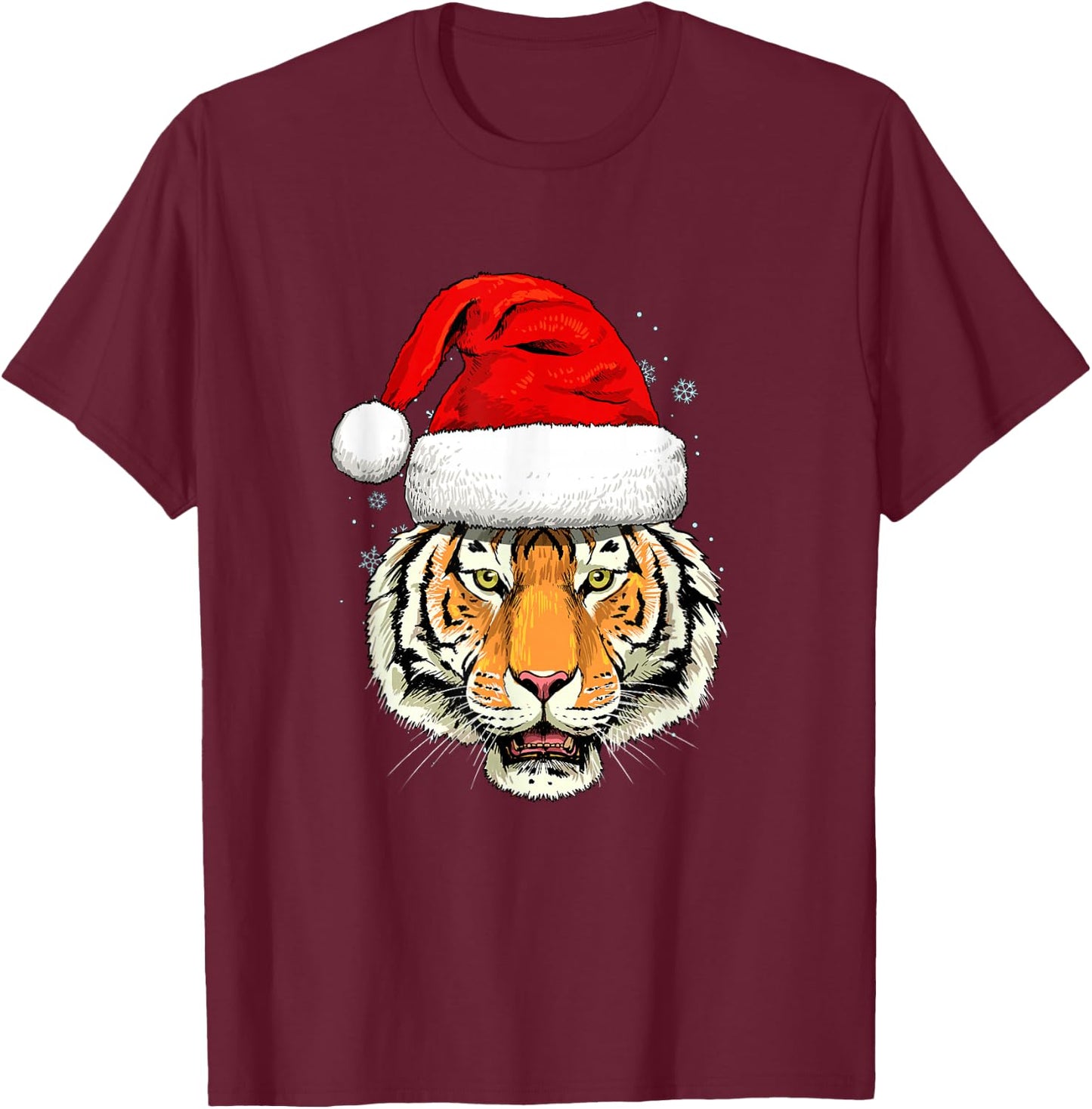Christmas Shirt Santa Tiger Xmas Holiday Animal Tiger Lover T-Shirt - T-Shirt | Maroon