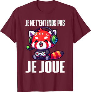 I Don't Hear You I Play Red Panda Gaming Gamer Gaming T-Shirt - T-Shirt | Maroon