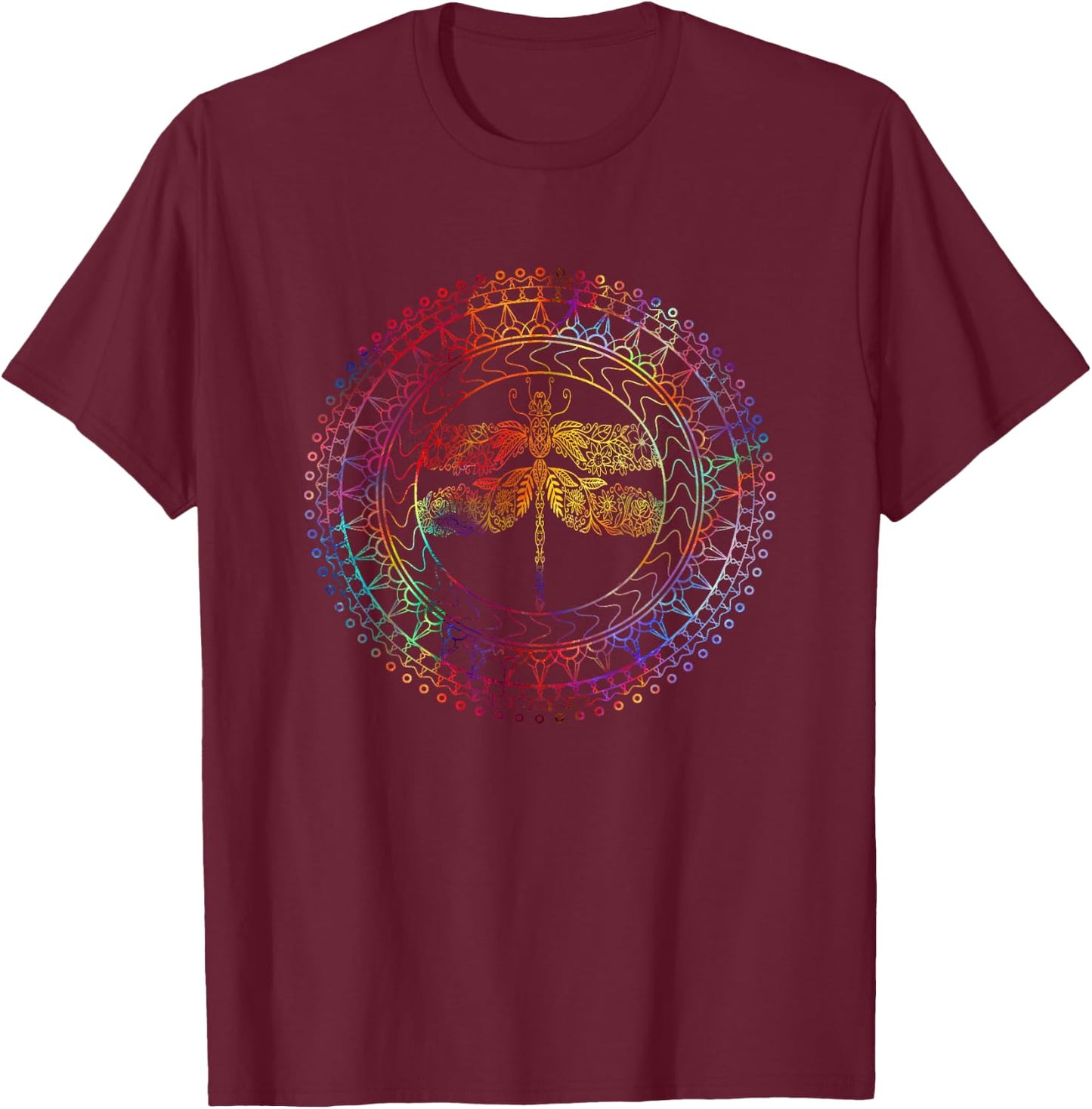 Fuzzy Blindspot Women's Dragonfly Spirit Animal , Black, Small T-Shirt - T-Shirt | Maroon