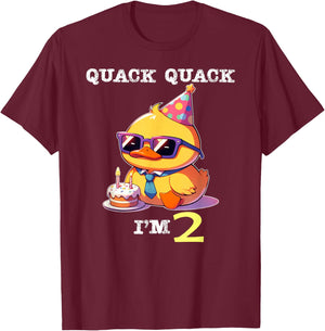 Kids 2nd Birthday Quack Im 2 Cute Duck Toddler Boy Girl T-Shirt - T-Shirt | Maroon