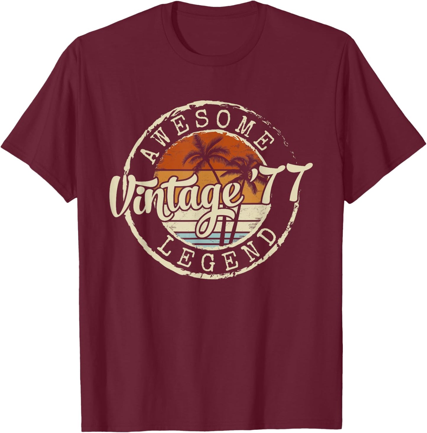 Vintage 1977 49yr 49th Birthday Gifts 49 Years Old T-Shirt - T-Shirt | Maroon