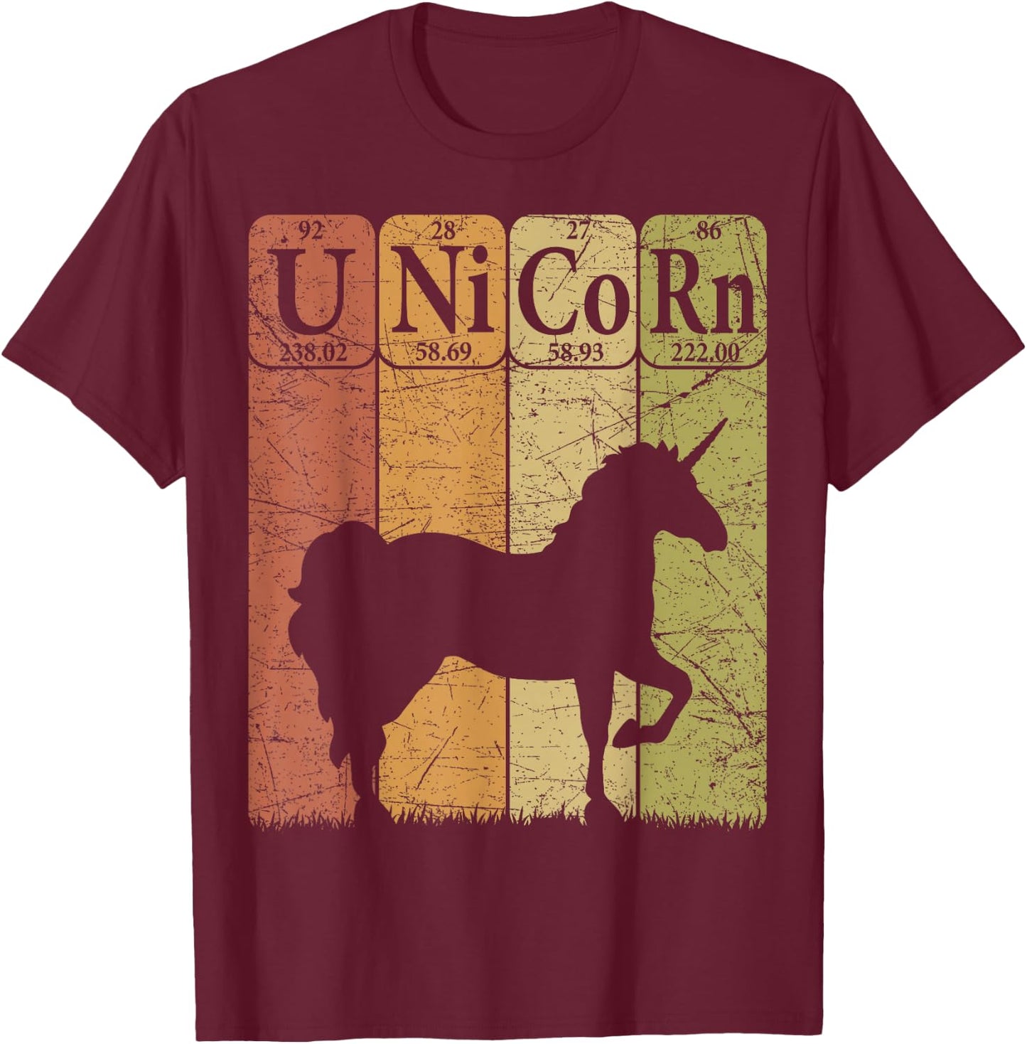 Unicorn Periodic Table Elements Unicorn Lover Nerdy T-Shirt - T-Shirt | Maroon