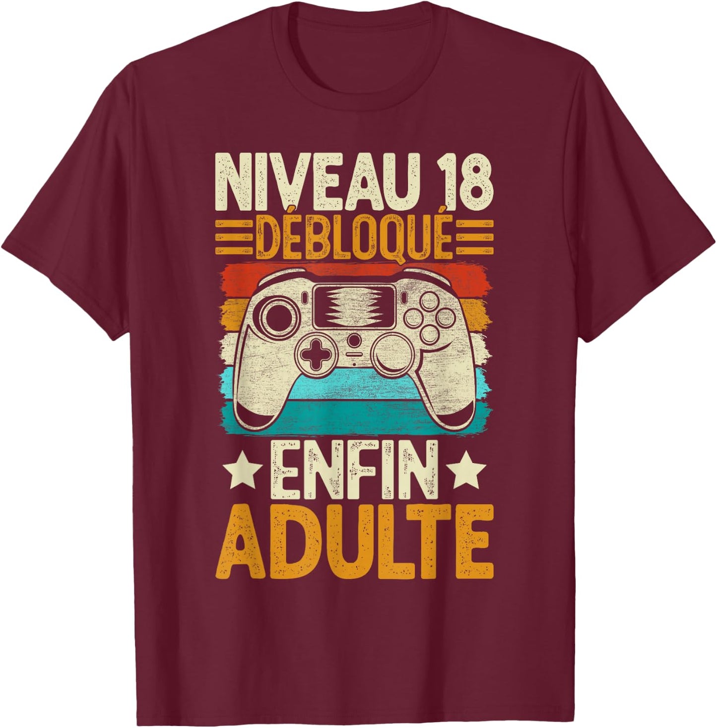 18 Years Birthday Boy Gift Gamer Funny Funny , Black T-Shirt - T-Shirt | Maroon