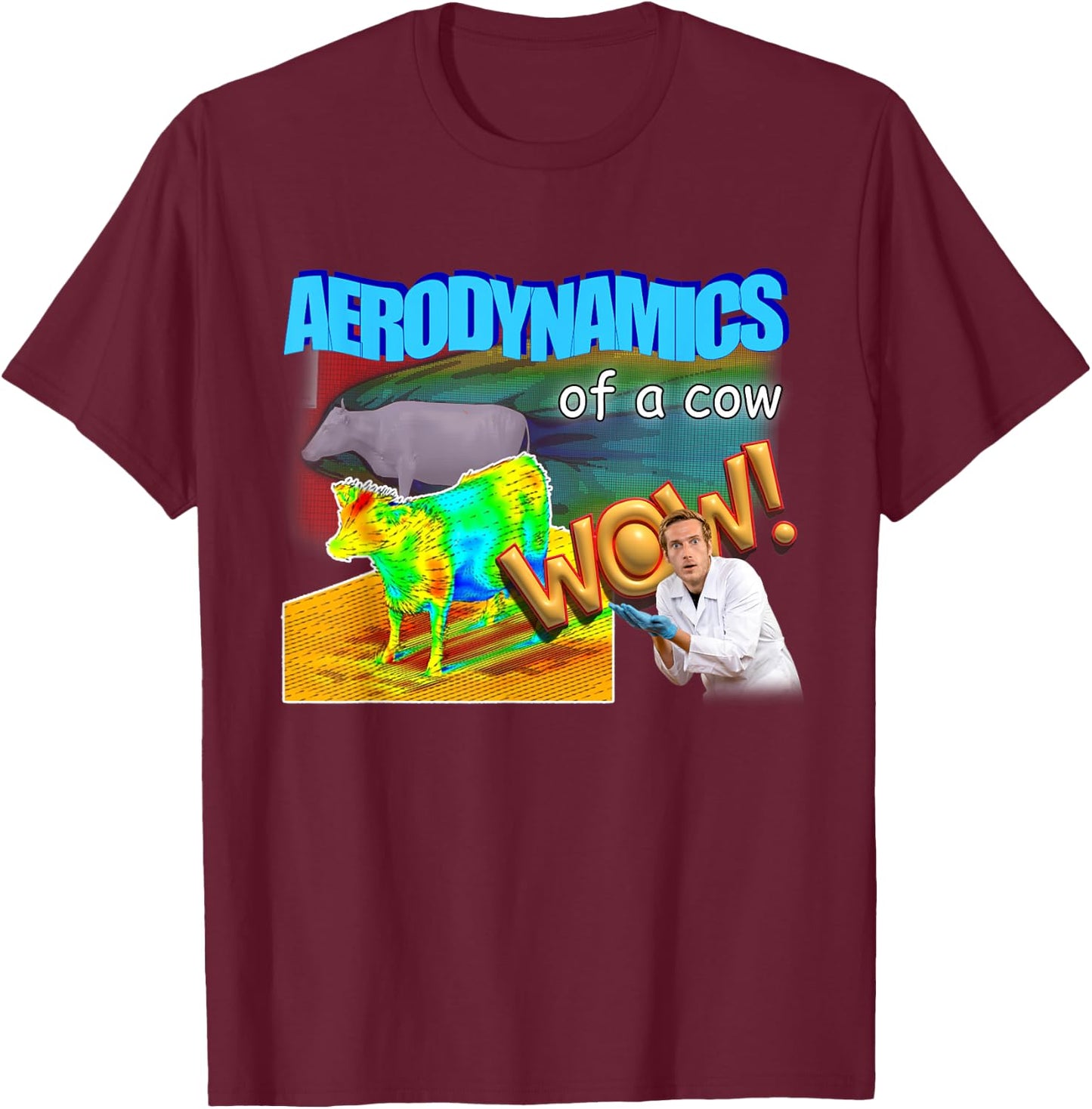 Aerodynamics Of A Cow Physics Meme T-Shirt - T-Shirt | Maroon