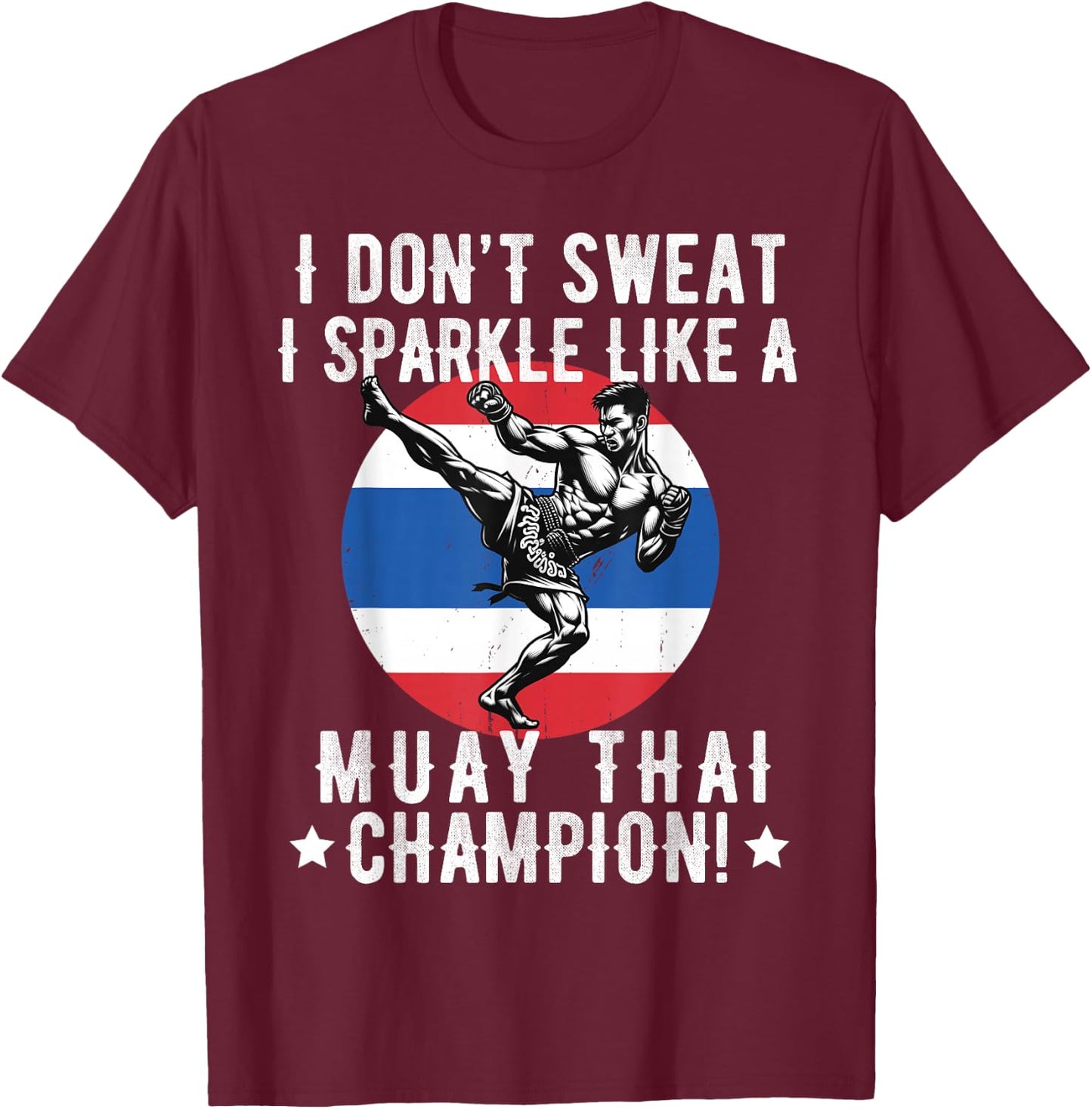 Muay Thai Fighter Dad Boys Thai Kickboxing Fighting T-Shirt - T-Shirt | Maroon