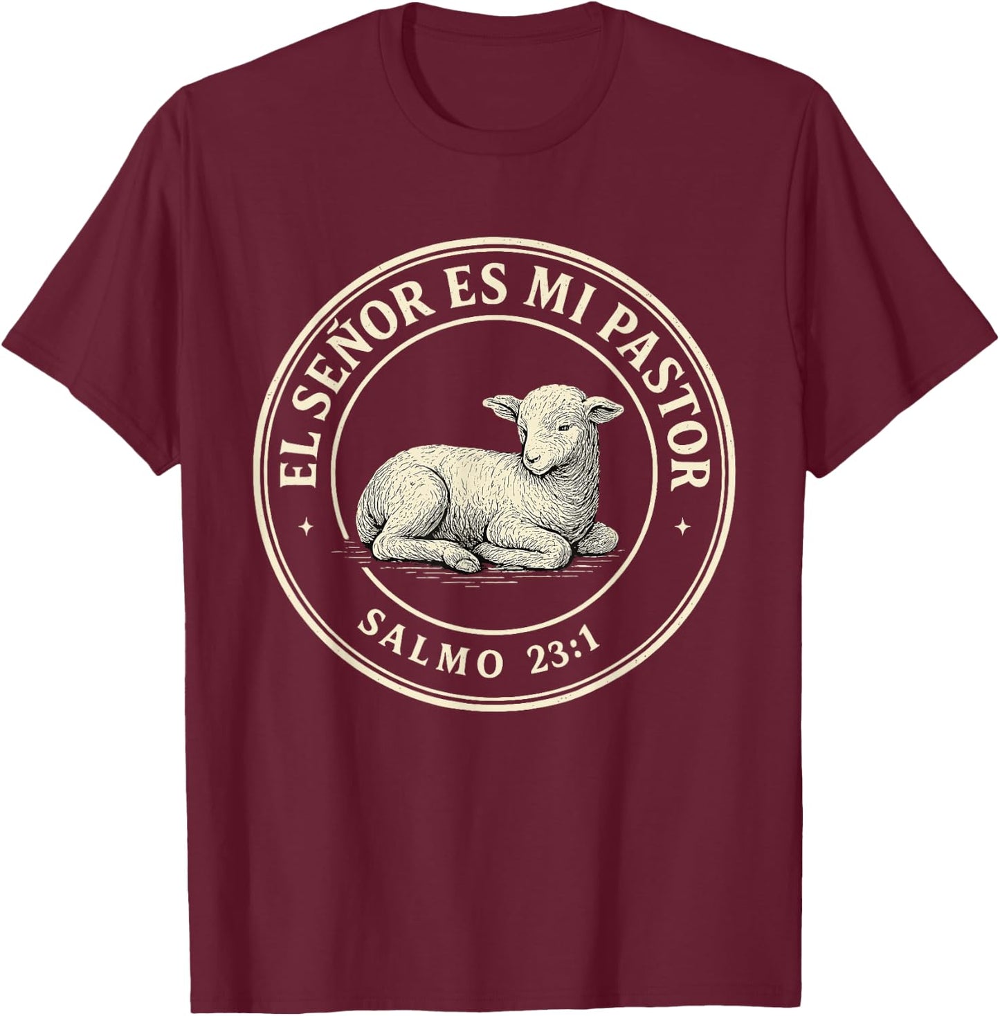 El Señor ES Mi Pastor Circle Psalm 23:1 Spanish Bible Verse T-Shirt - T-Shirt | Maroon