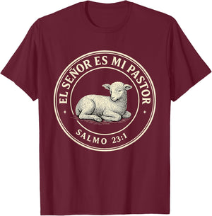 El Señor ES Mi Pastor Circle Psalm 23:1 Spanish Bible Verse T-Shirt - T-Shirt | Maroon