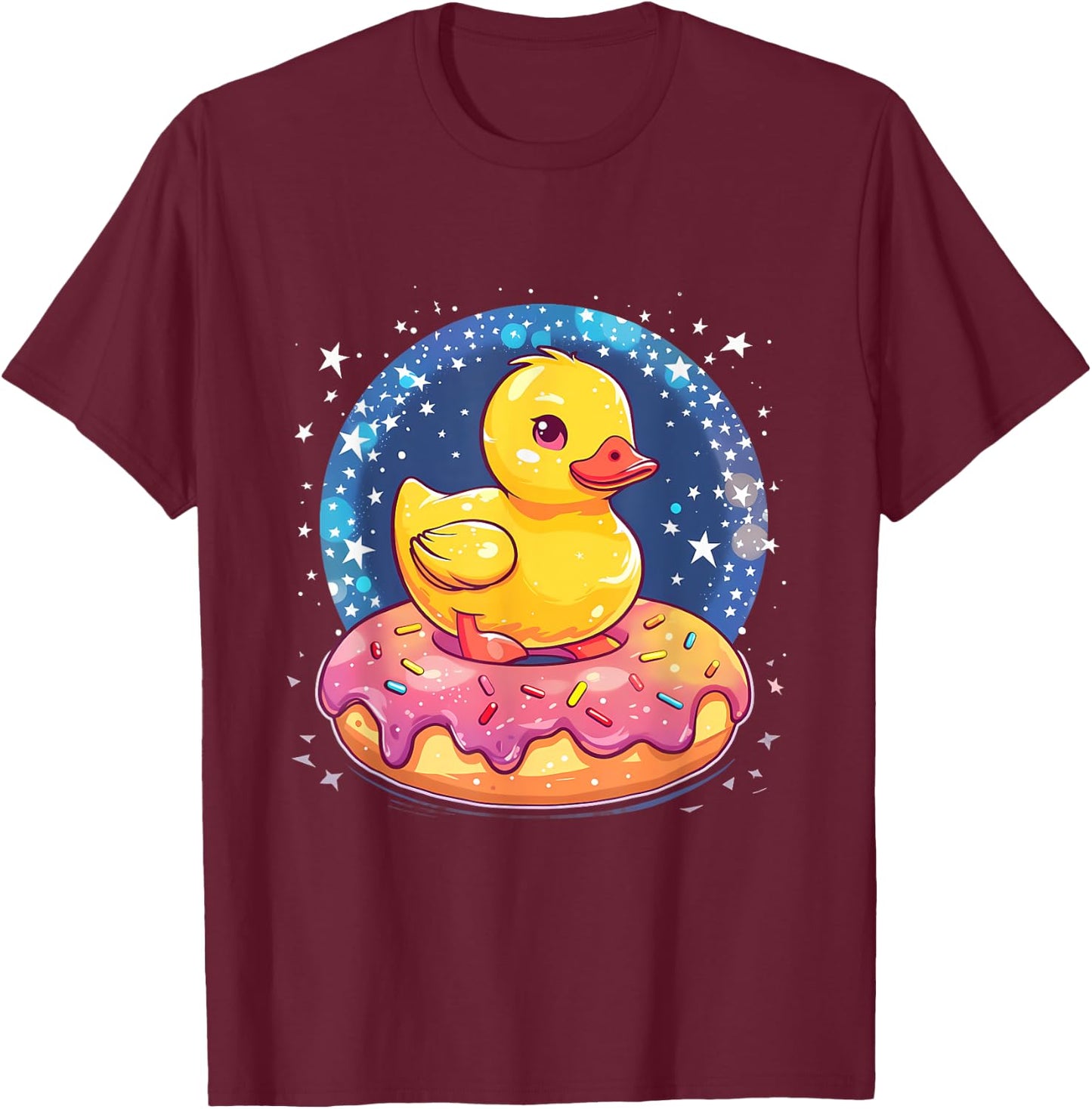 Rubber Duck Donut Watercolor Rubber Duckling Duck Lover T-Shirt - T-Shirt | Maroon