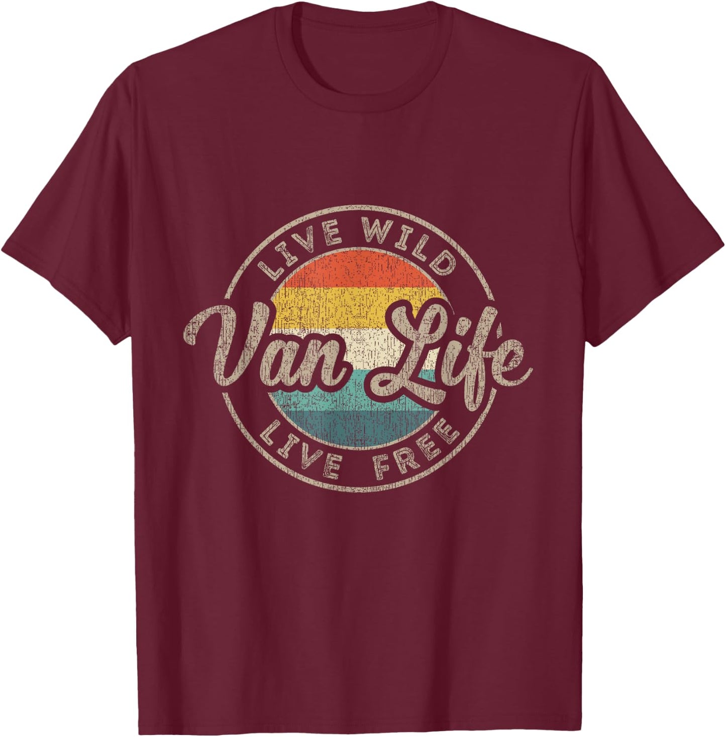 Van Life Clothing Vintage Van Dwellers Retro Vanlife Nomads T-Shirt - T-Shirt | Maroon