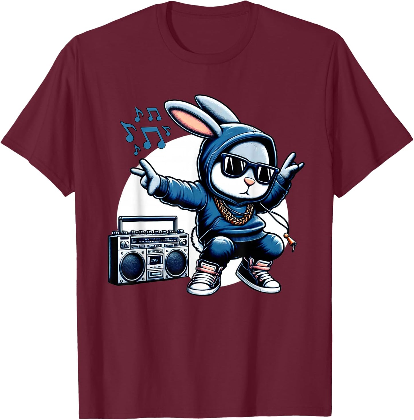 Thug Bunny Gangster Rabbit Break Dancing 80's Dance Rabbit T-Shirt - T-Shirt | Maroon