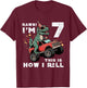 Kids Rawr Im 7 Dino This How I Roll 7th Birthday Trex Bday Boys T-Shirt - T-Shirt | Maroon