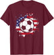American Flag Soccer Ball Soccer Player Men Women Kids T-Shirt - T-Shirt | Maroon
