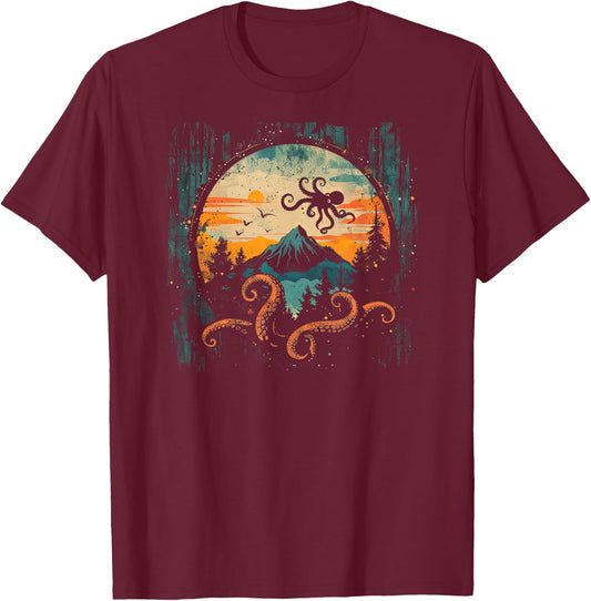 Octopus Shirt / Rhythmic T-Shirt - T-Shirt | Maroon