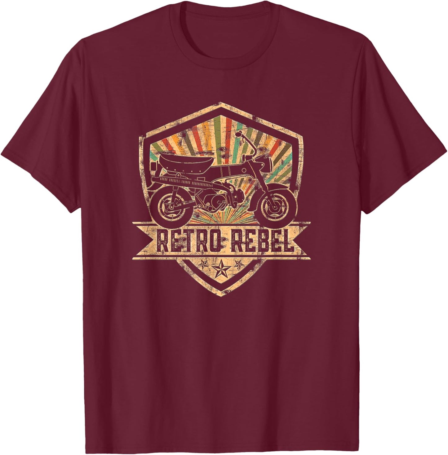 Dax Moped Retro Rebel Japanese Classic , Black, S T-Shirt - T-Shirt | Maroon