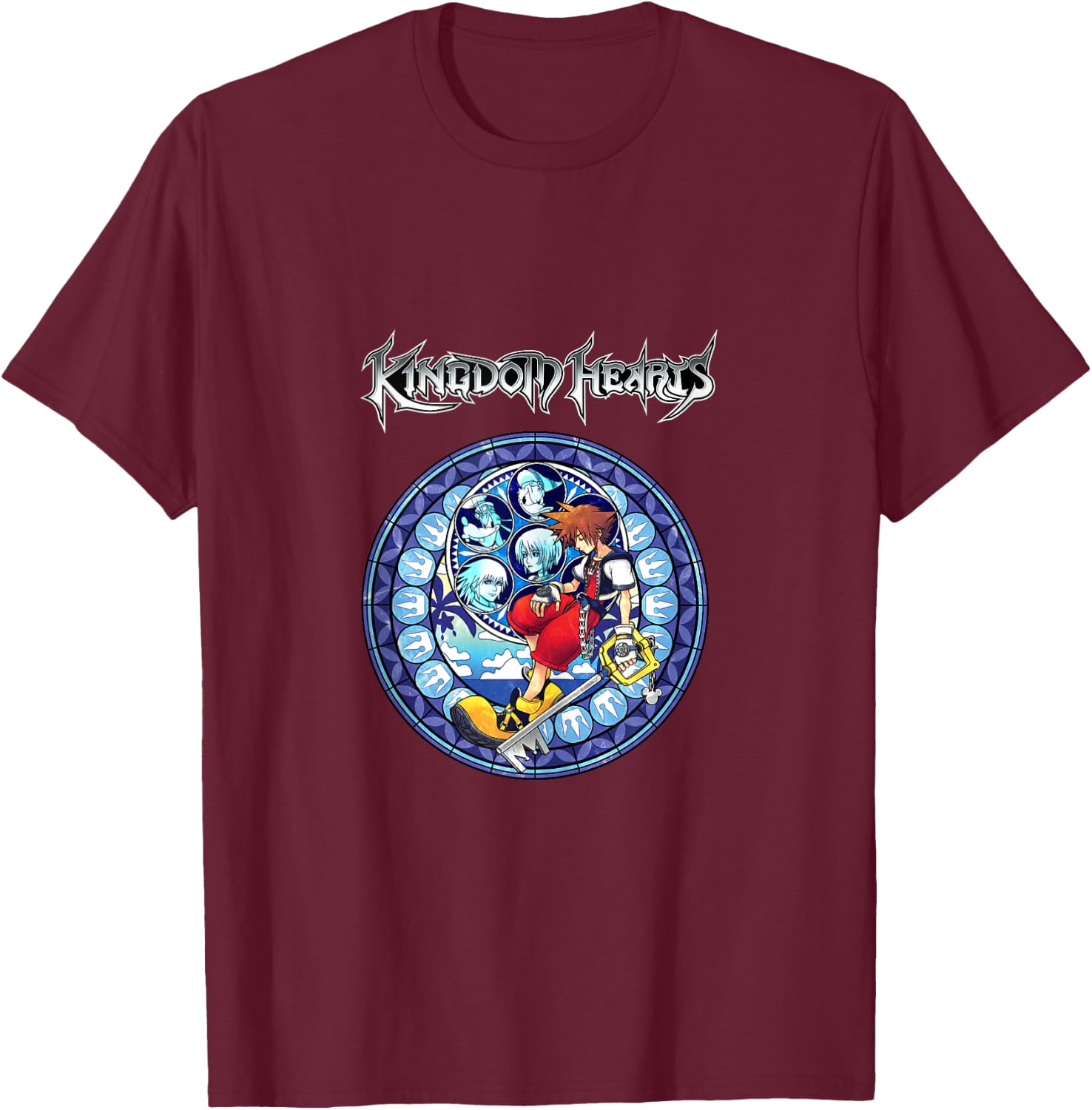 Disney Kingdom Hearts Portal To The Past Group Shot Poster T-Shirt - T-Shirt | Maroon