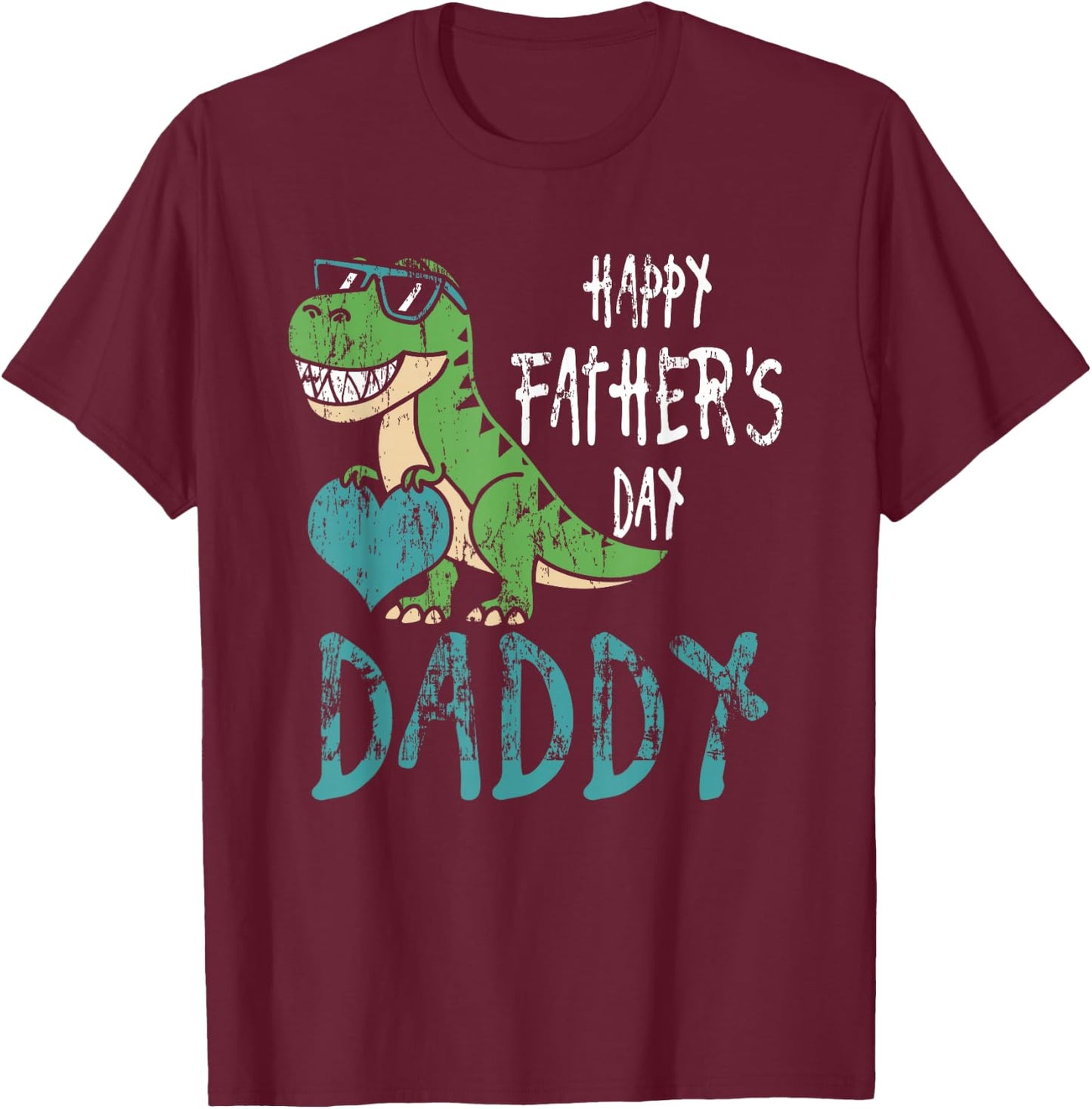 Father's Day for Kids Toddler Dino Happy Fathers Day Daddy T-Shirt - T-Shirt | Maroon