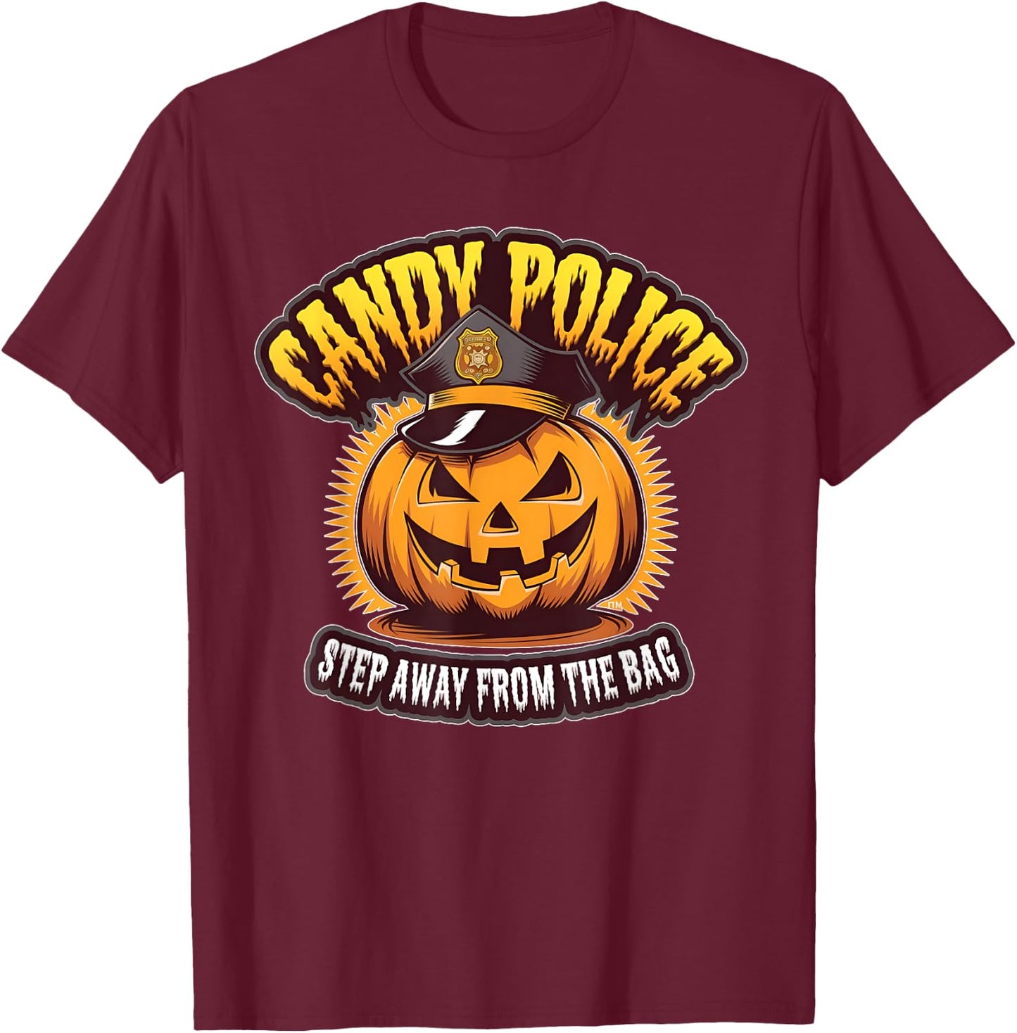Candy Police Pumpkin Funny Halloween Costume Party Kids T-Shirt - T-Shirt | Maroon