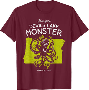 Home of the Devils Lake Monster - Oregon USA Octopus Cryptid T-Shirt - T-Shirt | Maroon