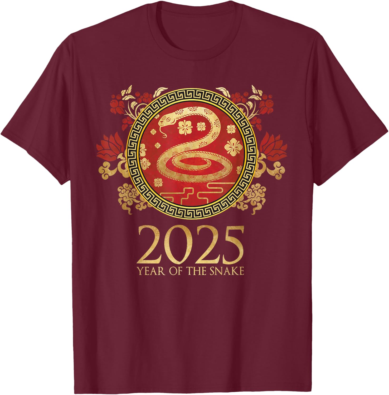Chinese New Year Year of the Snake 2025 Dragon T-Shirt - T-Shirt | Maroon