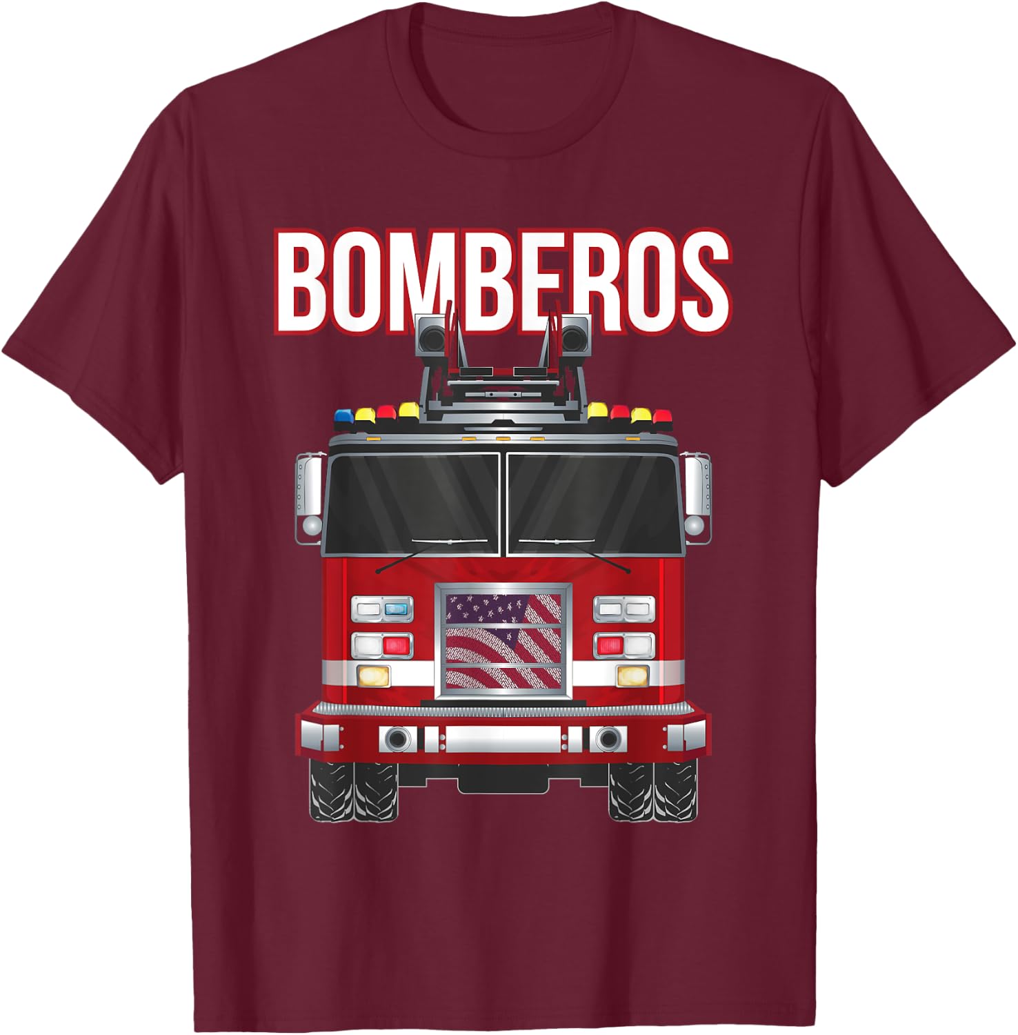 American Bomberos Fire Rescue Firefighter Department Truck T-Shirt - T-Shirt | Maroon