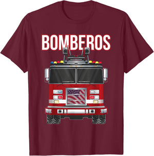 American Bomberos Fire Rescue Firefighter Department Truck T-Shirt - T-Shirt | Maroon