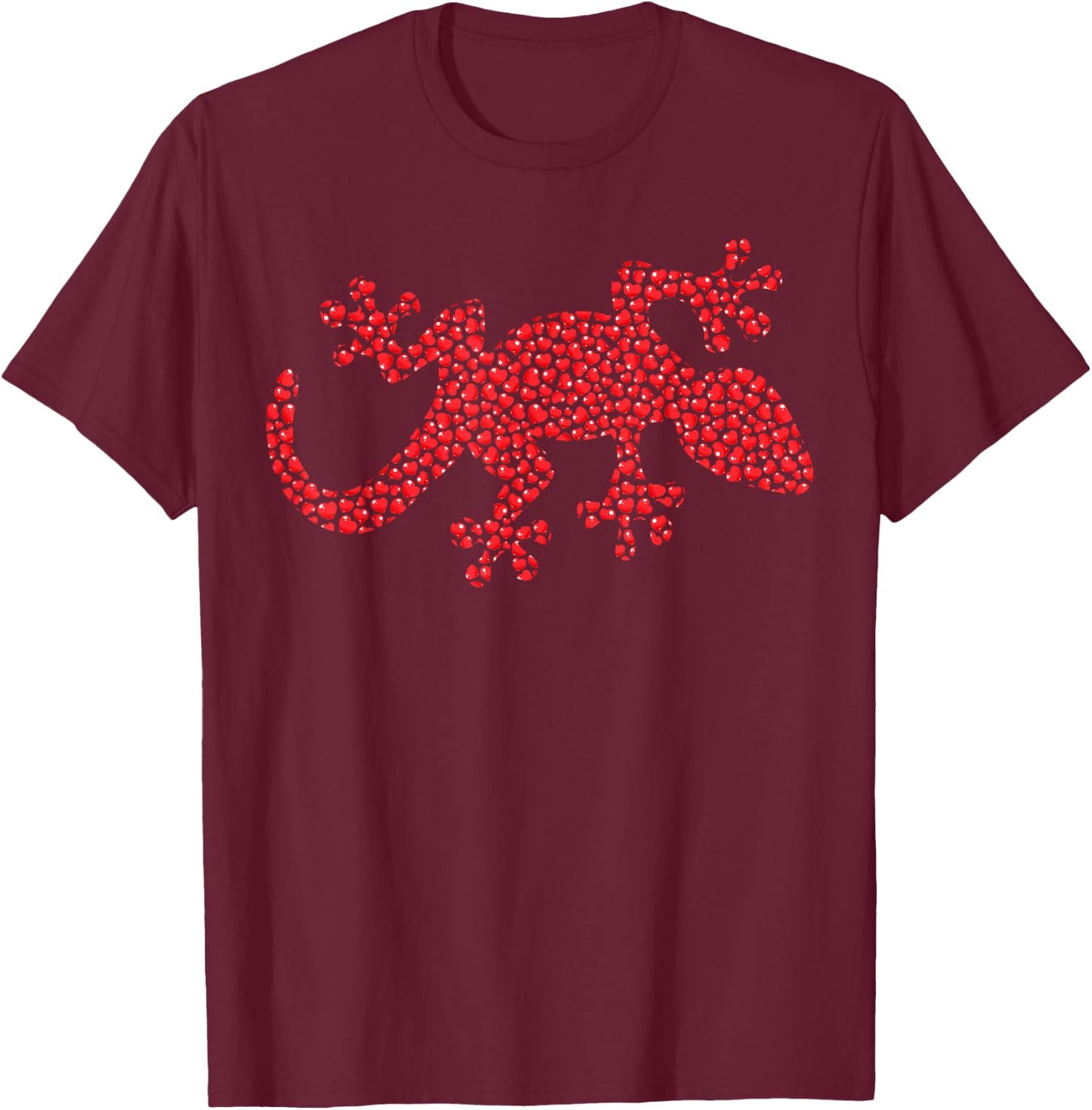 Gecko Lover Heart Shape Gecko Valentine's Day T-Shirt - T-Shirt | Maroon