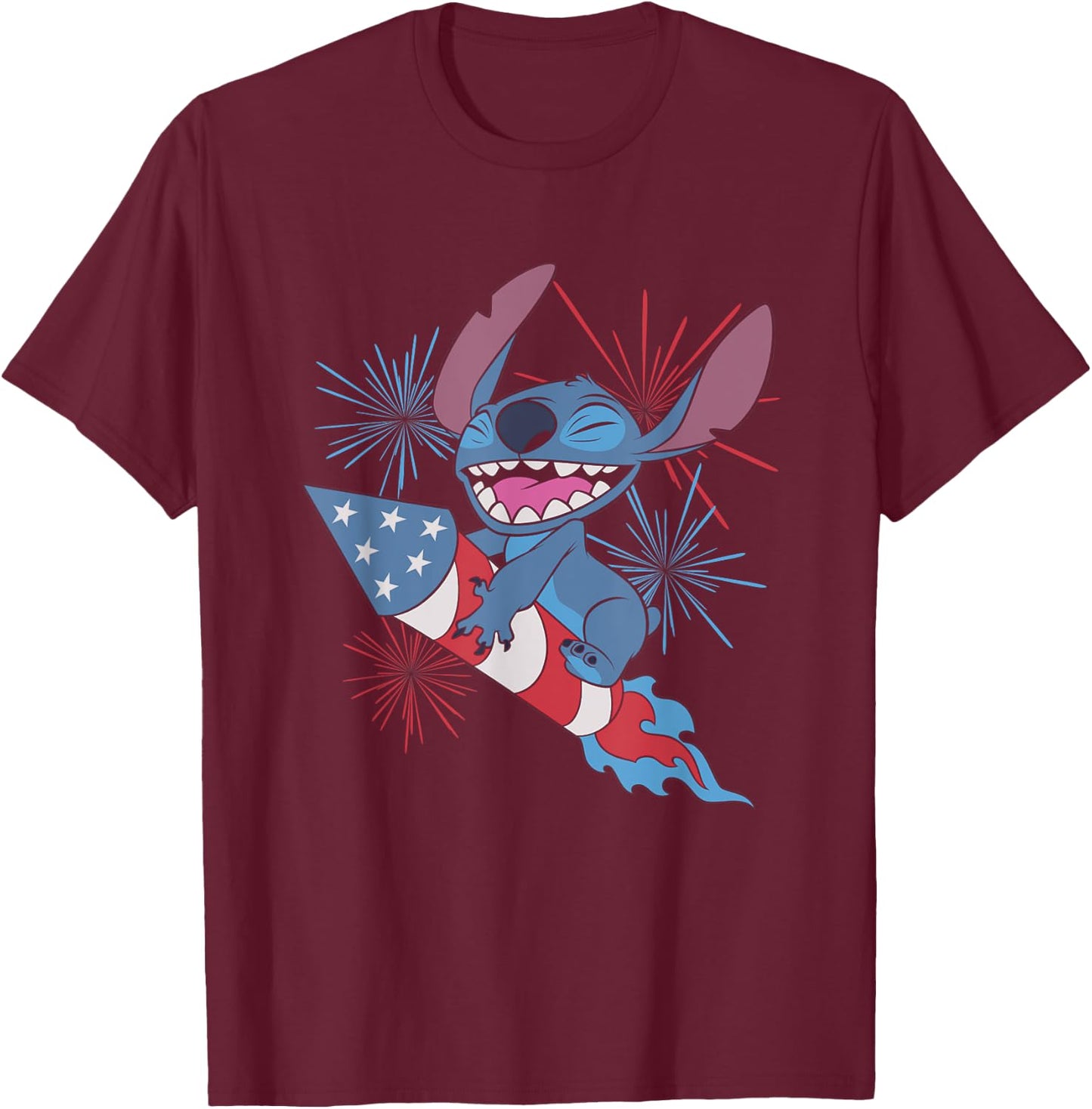 Disney Lilo & Stitch 4th Of July Rocket Stitch T-Shirt - T-Shirt | Maroon