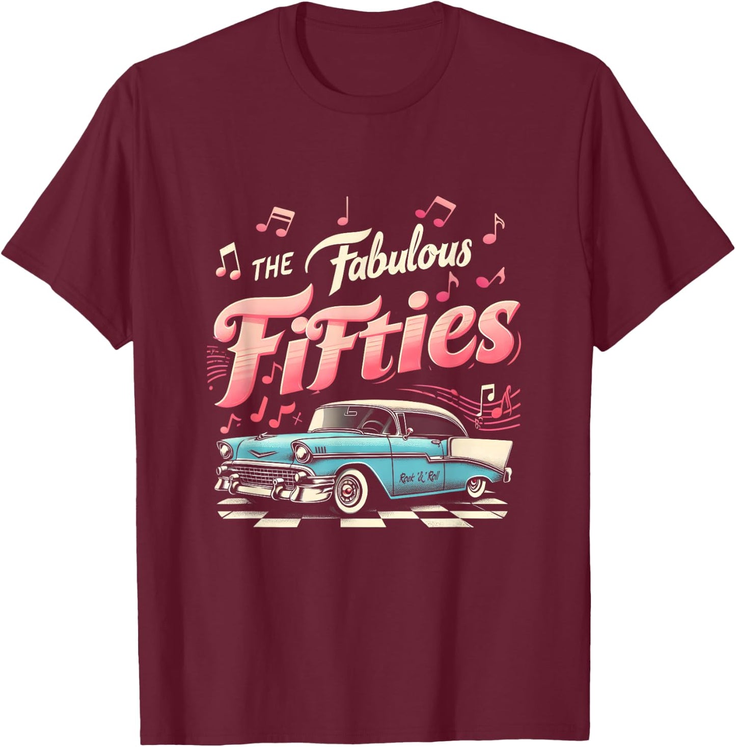 50s Rockabilly 1950s The Fabulous Fifties Rock and Roll , black T-Shirt - T-Shirt | Maroon