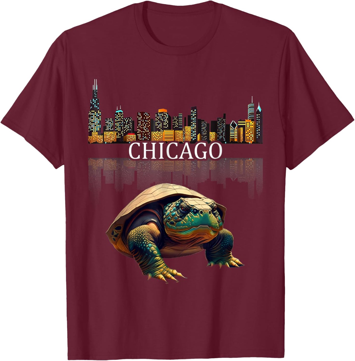 Giant Snapping Turtle Chicago River T-Shirt - T-Shirt | Maroon