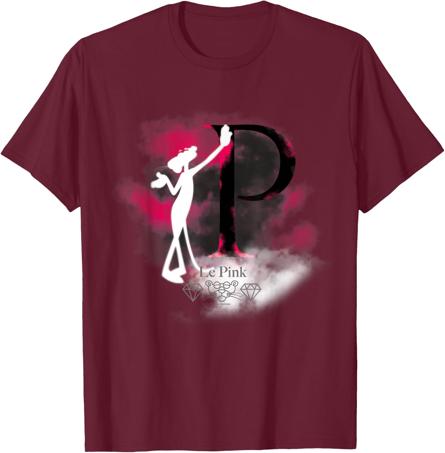 Pink Panther Le Pink Silhouette im Nebel T-Shirt - T-Shirt | Maroon