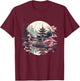 Japanese Landscape with Japanese Cherry Blossoms , black T-Shirt - T-Shirt | Maroon