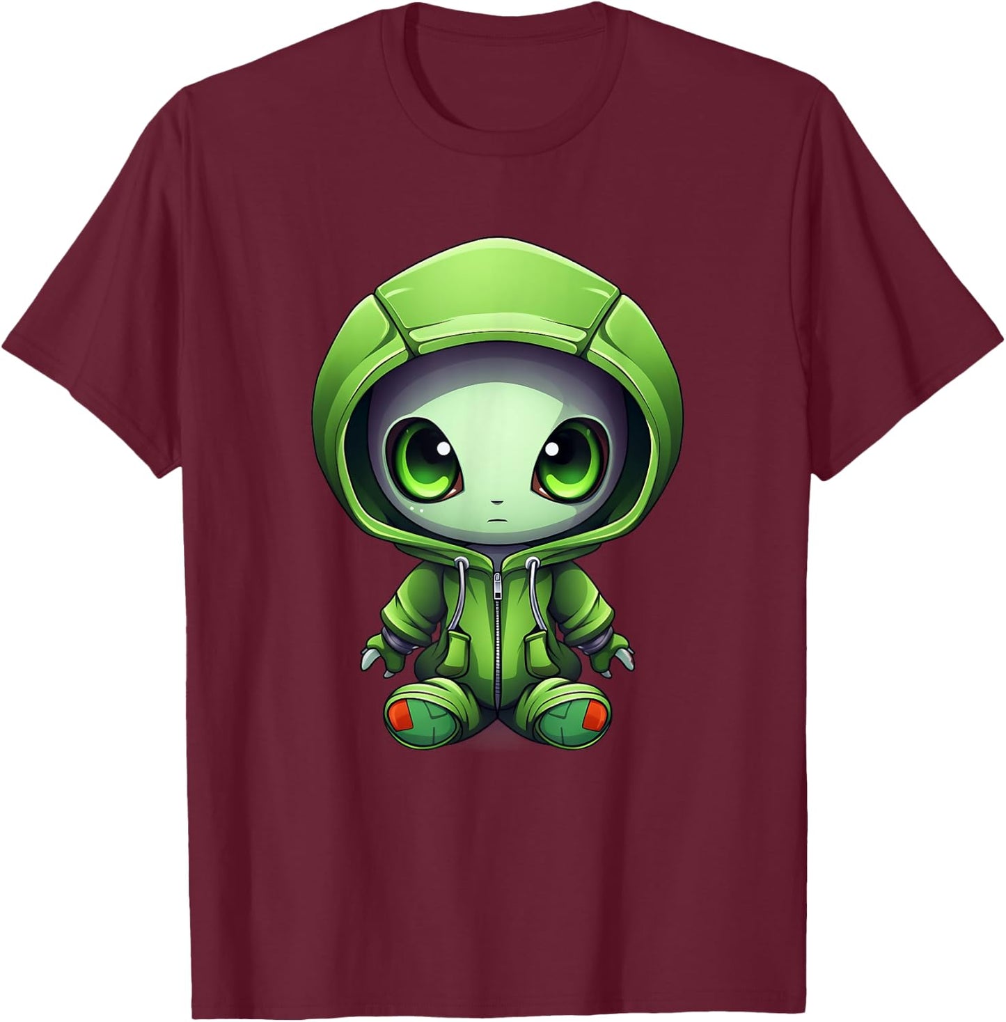 Green Alien I Kids Alien T-Shirt - T-Shirt | Maroon