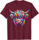 Cute Colorful Highland Cow Lover T-Shirt - T-Shirt | Maroon