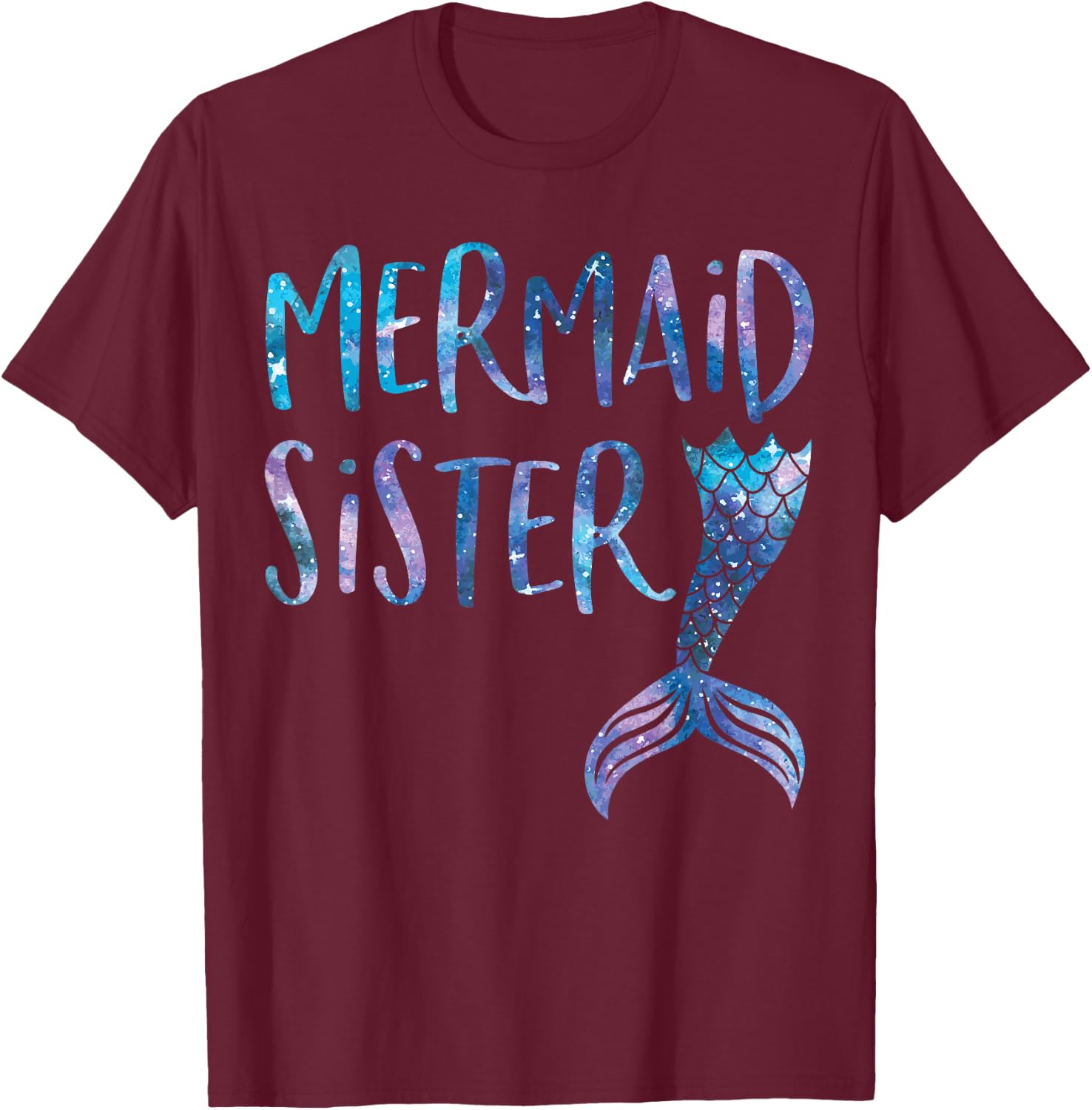Mermaid Sister Tail Matching Mermaid Squad Birthday Party T-Shirt - T-Shirt | Maroon