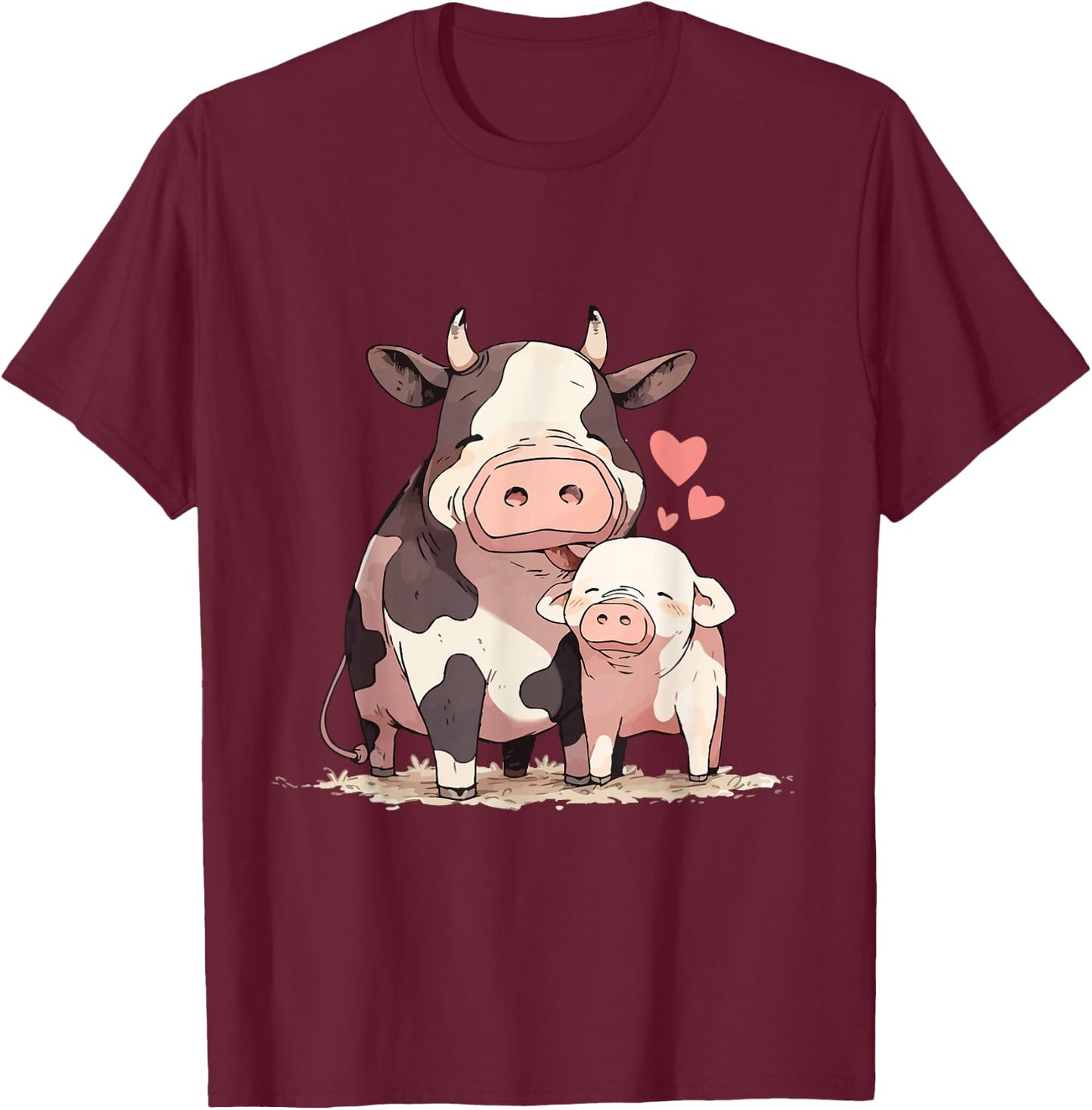 Cows, Pigs And Cow Stuff Cow And Pig Love T-Shirt - T-Shirt | Maroon
