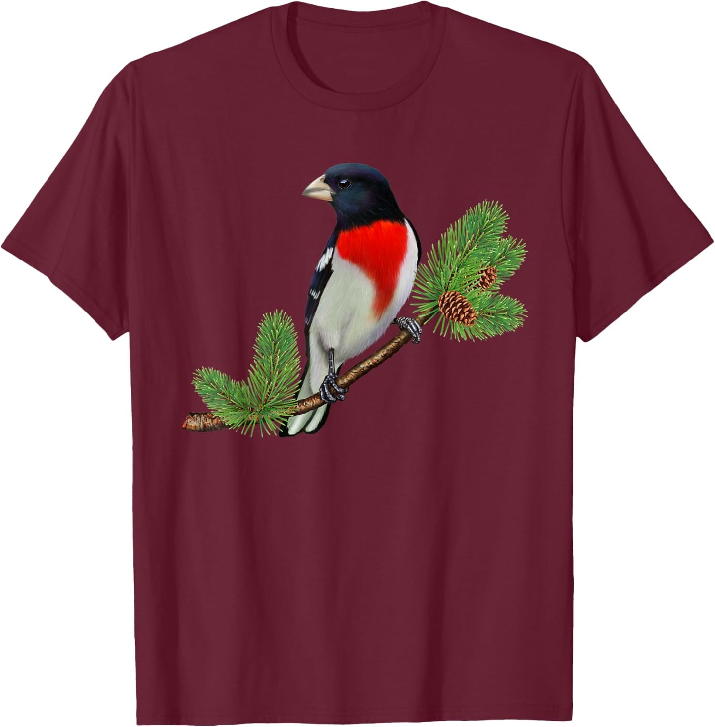 Rose Breasted Grosbeak Shirt Ornithology Bird T-Shirt - T-Shirt | Maroon