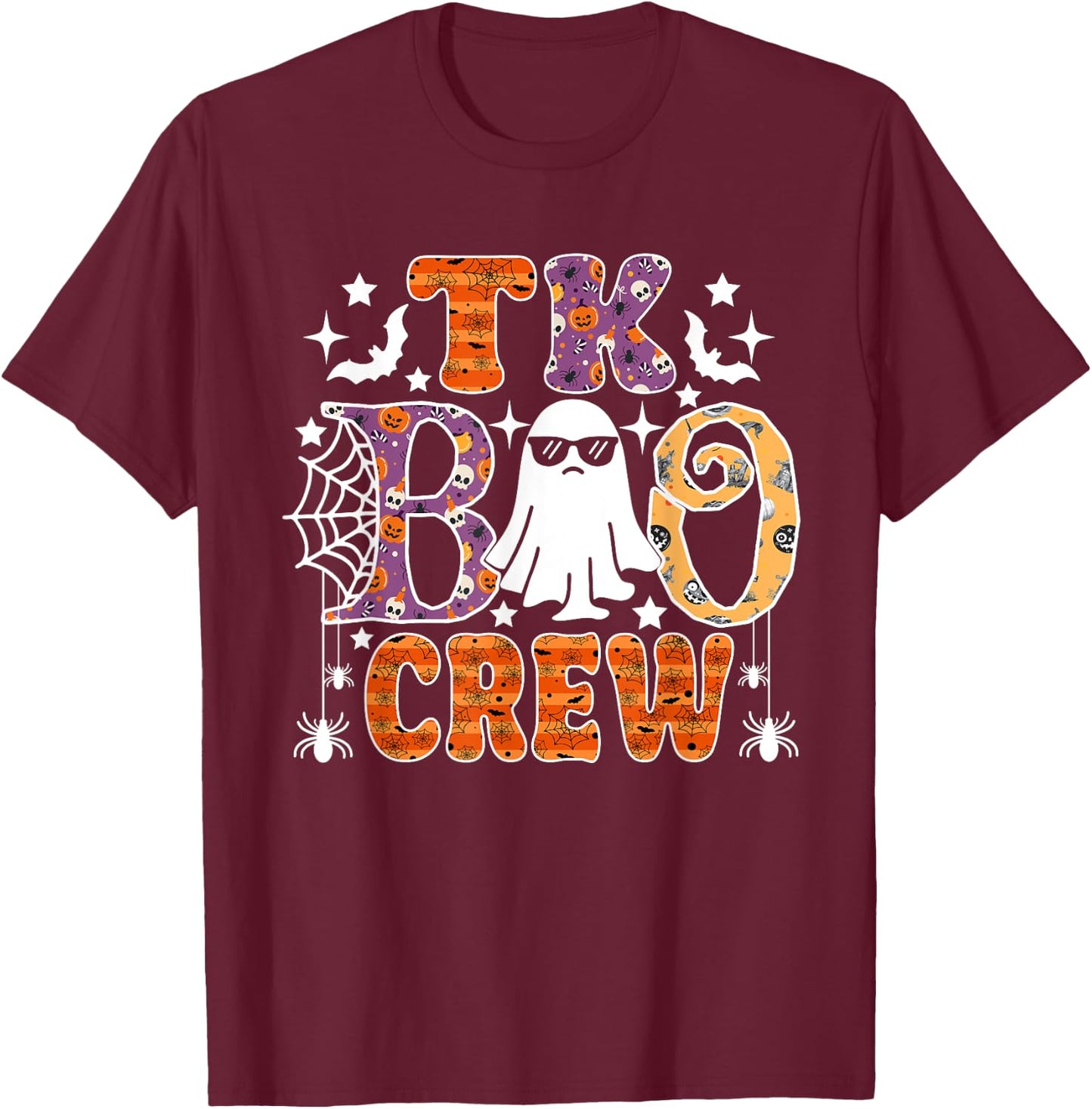TK Boo Crew Funny Ghost Halloween Teachers Students T-Shirt - T-Shirt | Maroon