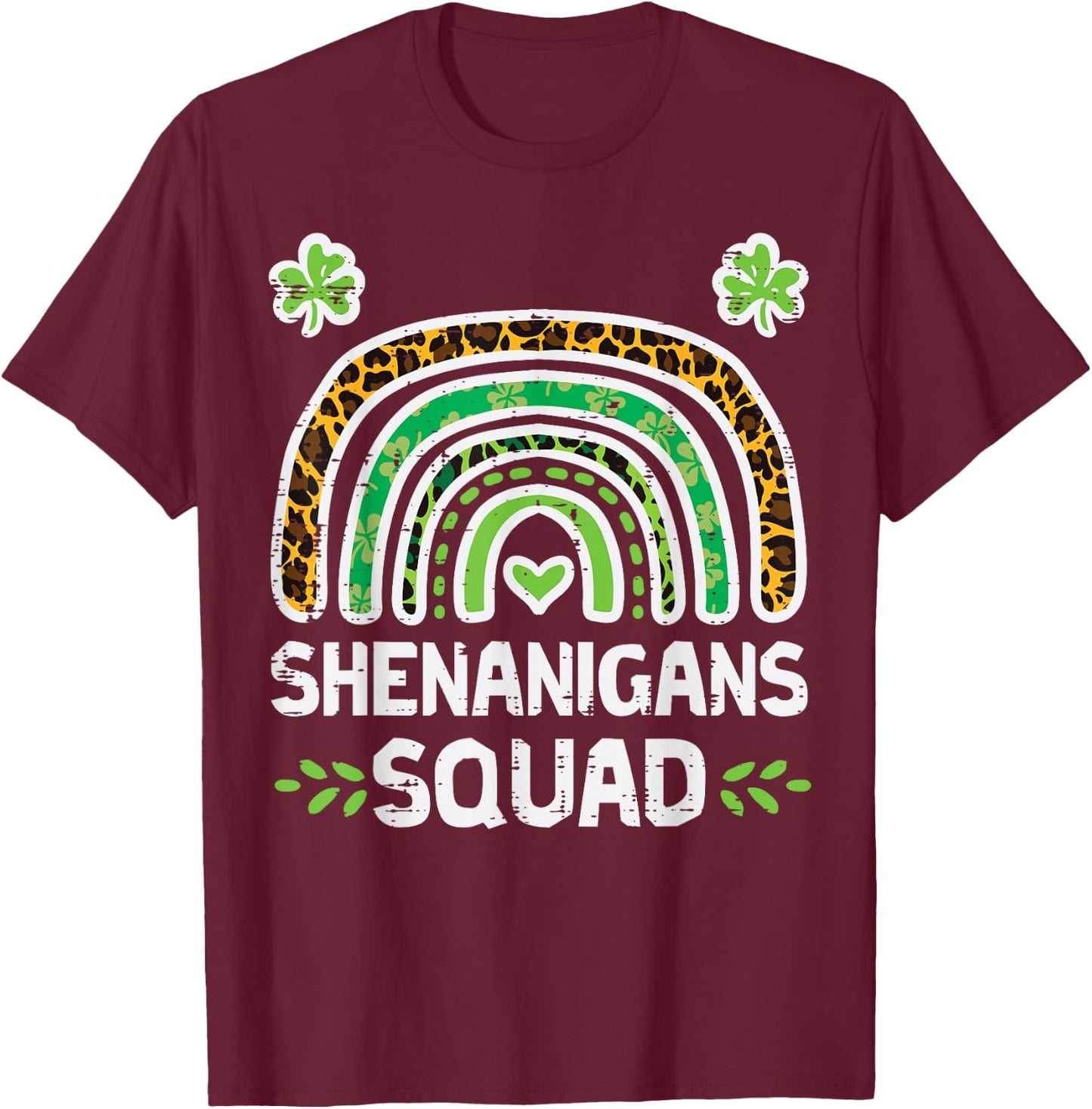 St Patricks Shenanigans Squad Leopard Rainbow Men Women Kids T-Shirt - T-Shirt | Maroon