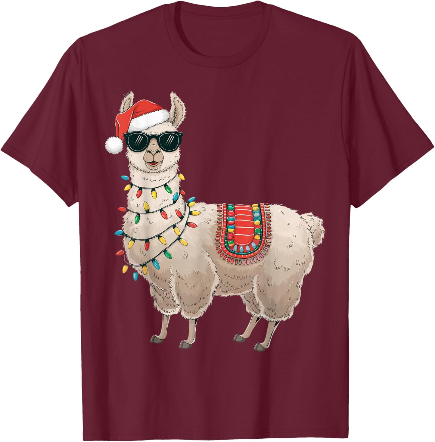 Alpaca Christmas Llama T-Shirt - T-Shirt | Maroon