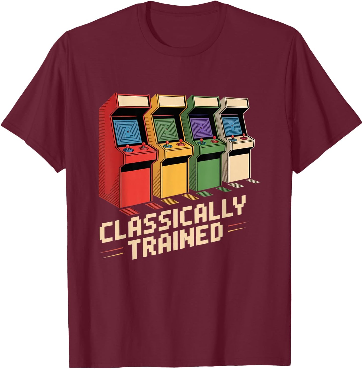 Vintage Arcade Cabinet Video Gaming T-Shirt - T-Shirt | Maroon